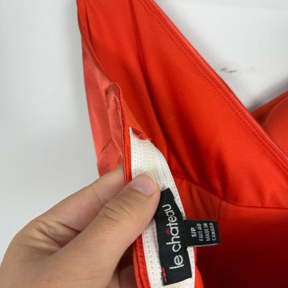 VTG Le Chateau Red Satin Halter Ruched Cocktail Dress Rhinestone Detail S CANADA - Picture 6 of 11